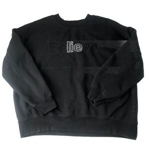 Bershka Women’s Black Sweatshirt Lettering “Believe” Size Small